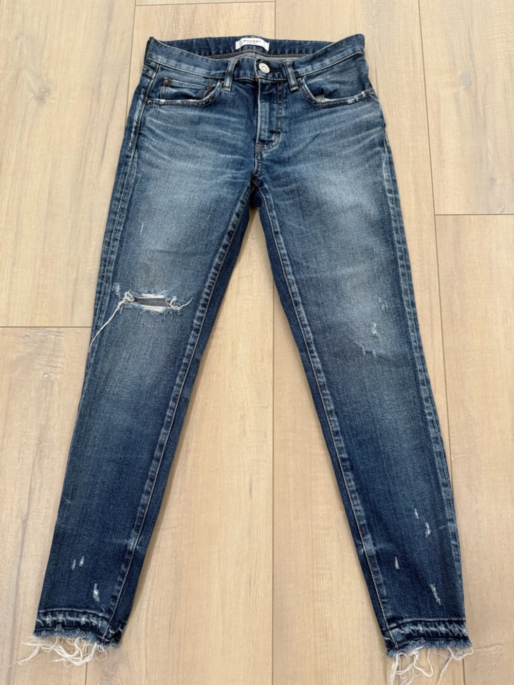 Moussy Dark Blue Distressed Skinny Jeans